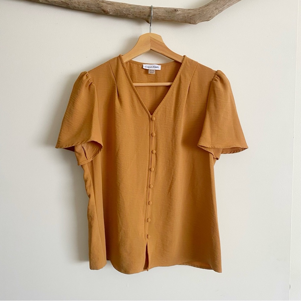 Calvin KleinTop | Size Small | Blouse | Brown | office clothing | dress shirt
